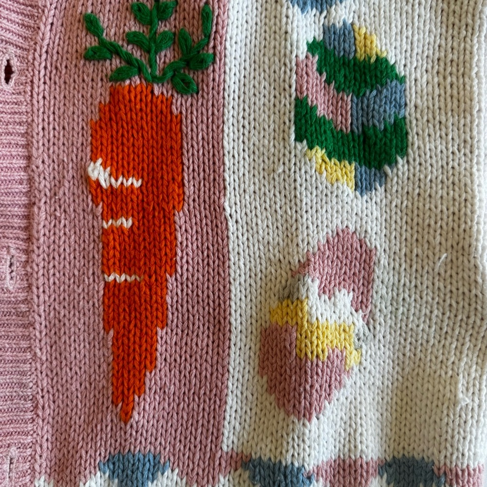 Alexandra Bartlett size LARGE Easter Sweater cardigan Pink bunny eggs Vintage - Picture 8 of 16